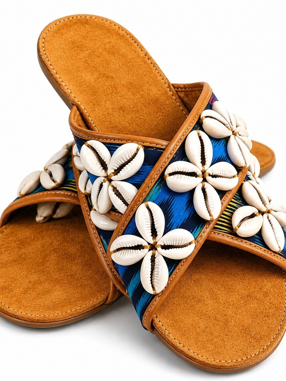 Figue Cowrie Nilu Shell Flat Sandals Size 9 Pre Loved Condition